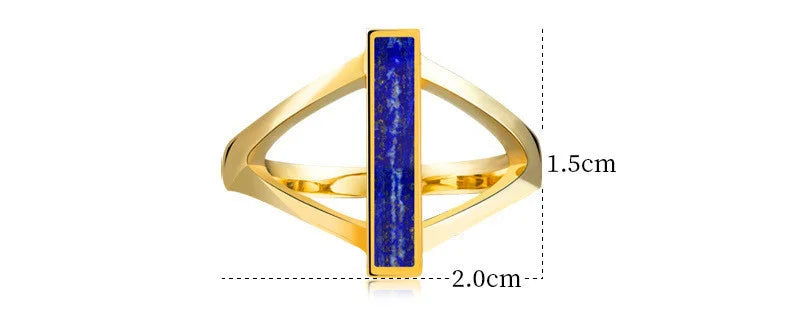 925 Silver 18K Gold Plated Lapis Lazuli Geometric Ring