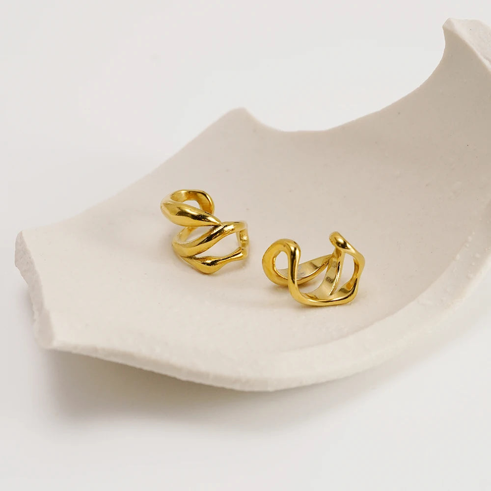 Irregular Line Ear Cuff 18K Gold Plated In Earings