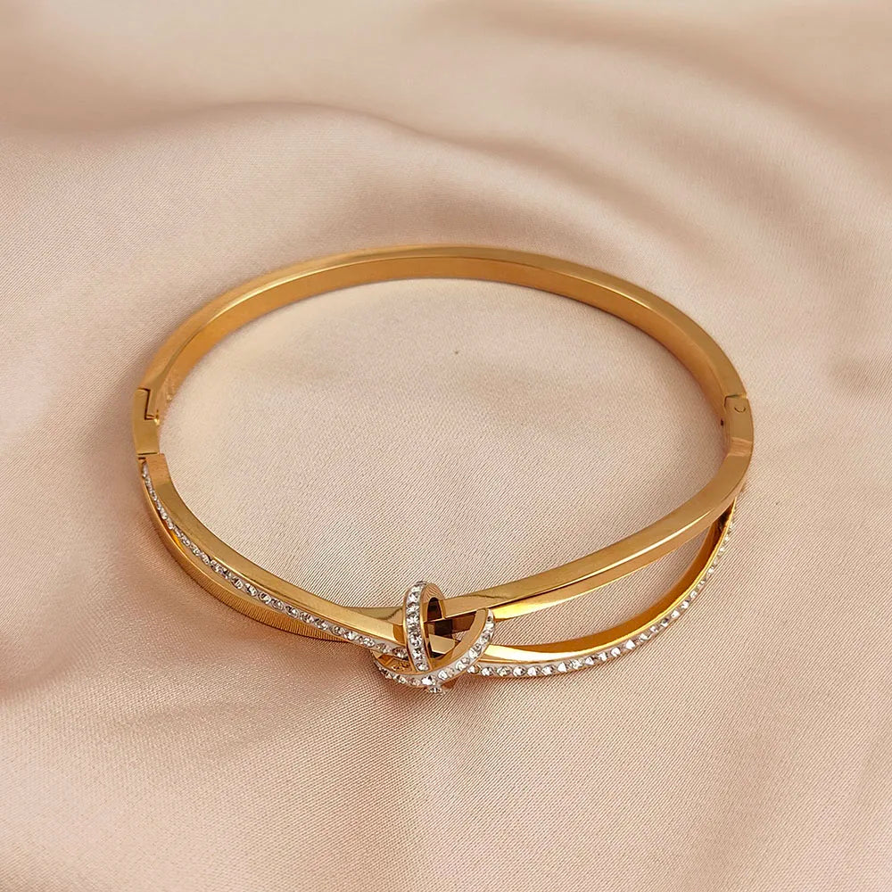 Zircon Gold Plated Stainless Steel Bracelet