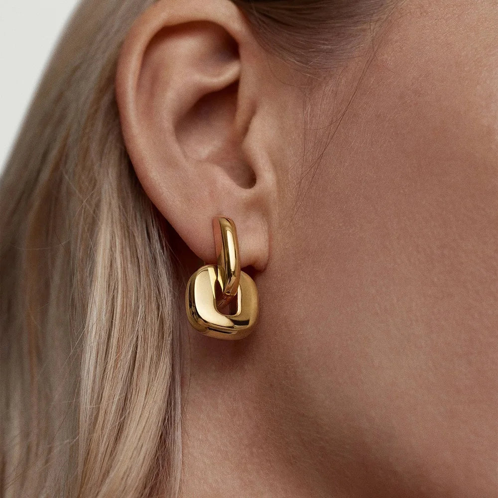U Shape Earrings 18K Gold Plated
