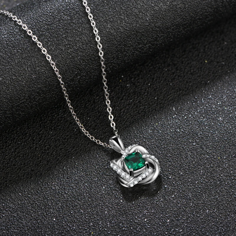 S925 Sterling Silver Lab Grown Emerald Gemstone Jewelry Set