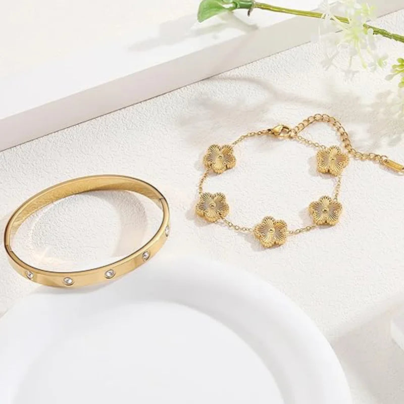 Gold Plated Bracelet Love bangle Set