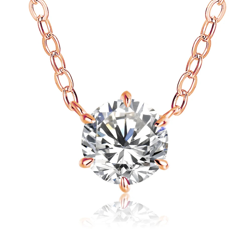 925 Silver Pendant Round Cut Necklace