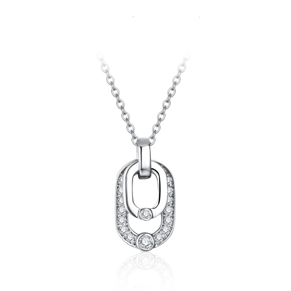 Orelia Luxury Round Cut 2.2mm Moissanite Pendant Necklace For Women 925 SIlver Sparkling Wedding Party Fine Jewelry Gift