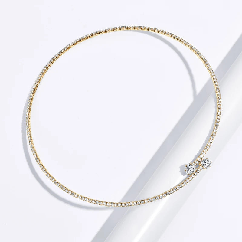 D1.60CT Heart Cut Moissanite Collar Open Tennis Necklace 925 Sterling Silver Choker for Women Fine Jewelry GRA Certificate