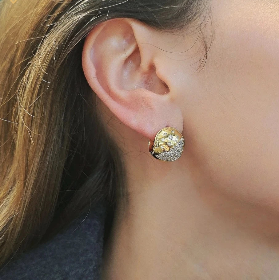 ORELIA Moissanite Earrings S925 Silver Plated Yellow Gold Woman Stud Earrings Fine Jewelry