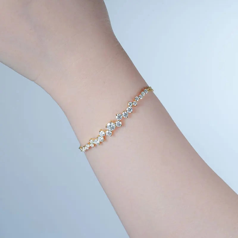 Moissanite Bracelet With Certificate 925 Sterling Silver Adjustable Double Chain Bracelets for Women Wedding Jewelry Gift