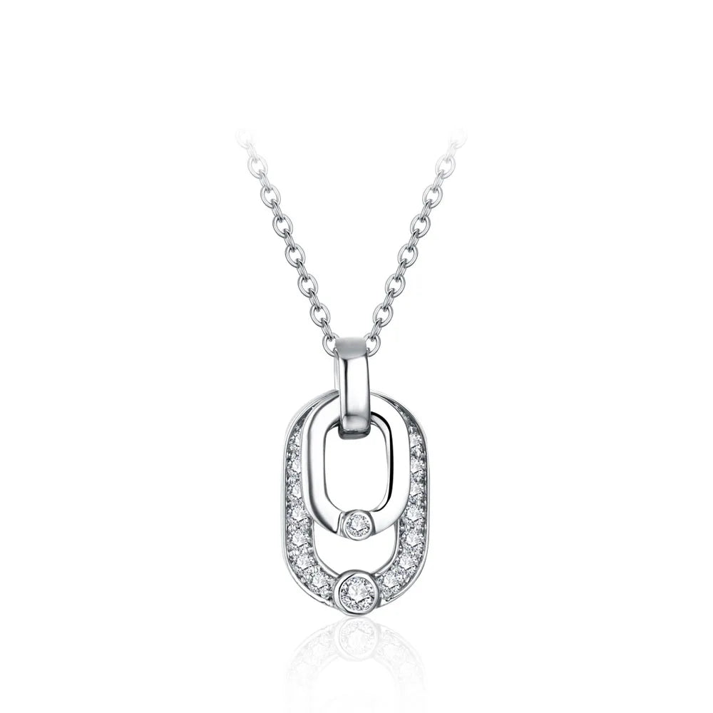 Orelia Luxury Round Cut 2.2mm Moissanite Pendant Necklace For Women 925 SIlver Sparkling Wedding Party Fine Jewelry Gift