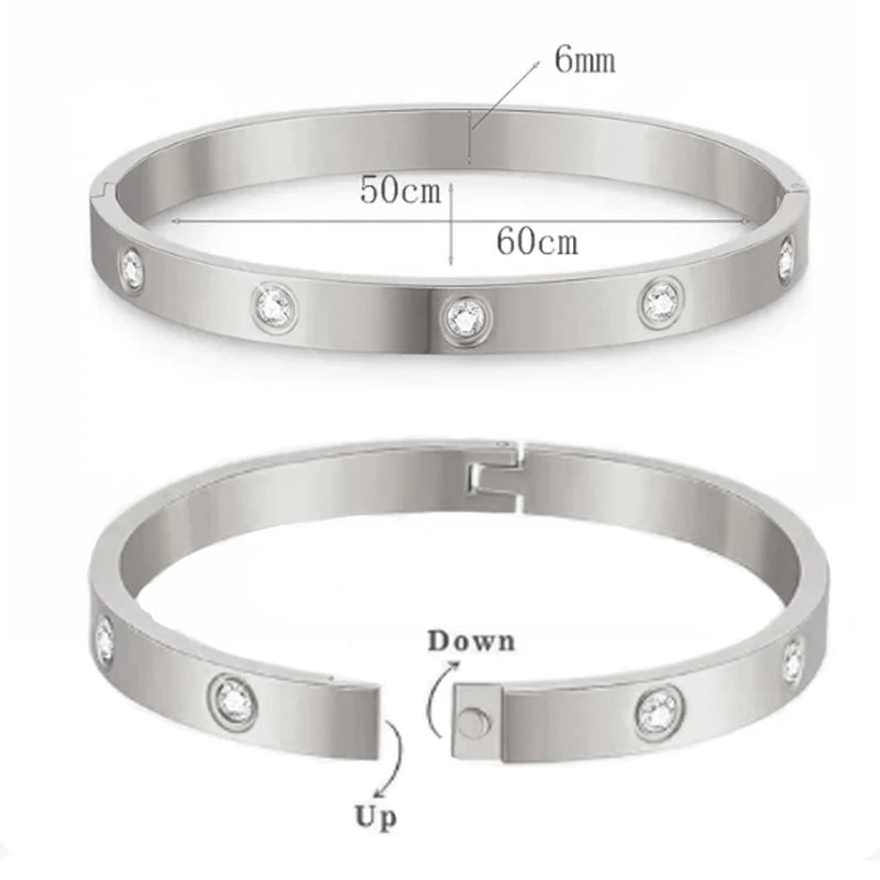 Love Dangles Bracelets Cubic Zirconia Cuff Bangle