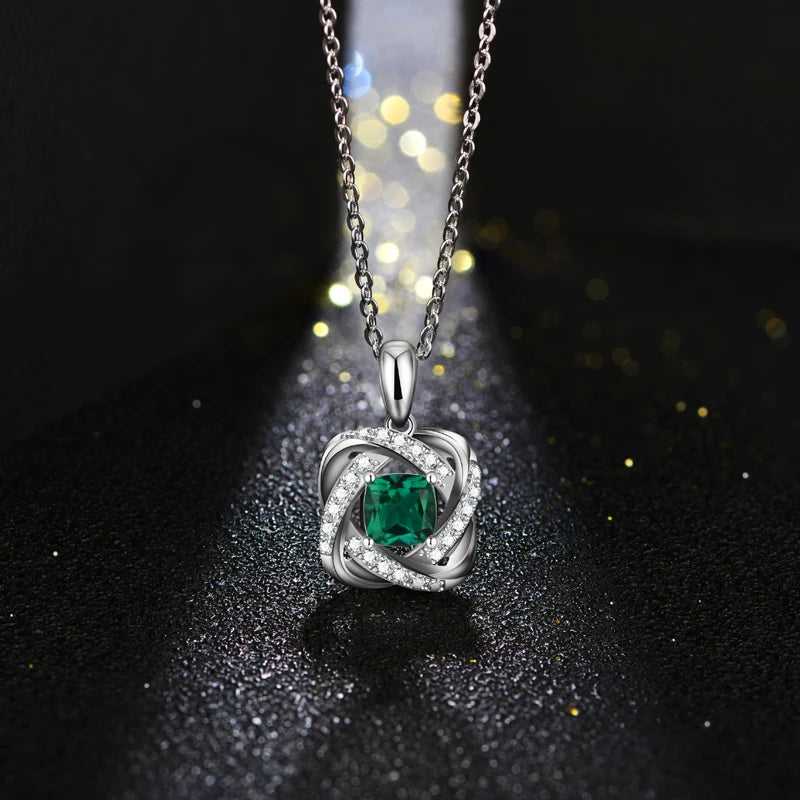 S925 Sterling Silver Lab Grown Emerald Gemstone Jewelry Set