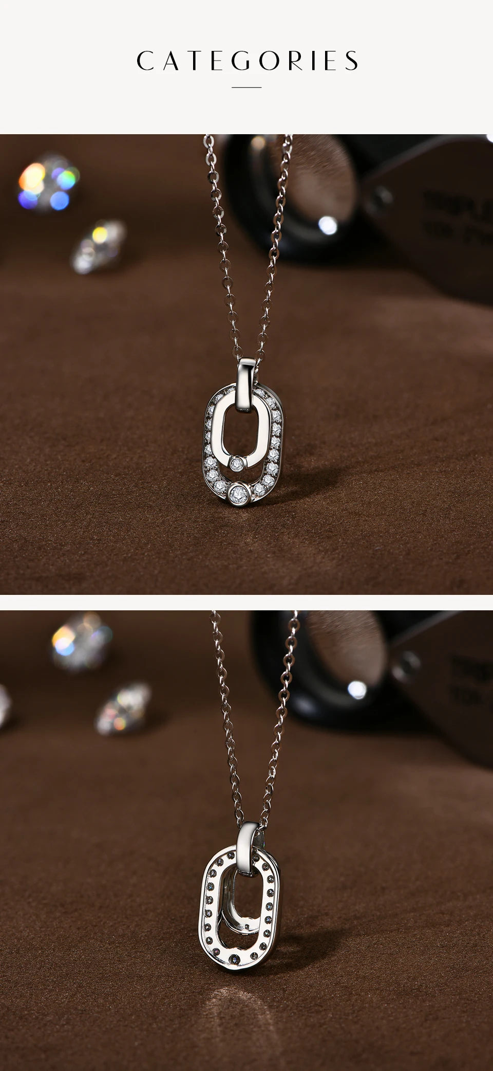Orelia Luxury Round Cut 2.2mm Moissanite Pendant Necklace For Women 925 SIlver Sparkling Wedding Party Fine Jewelry Gift