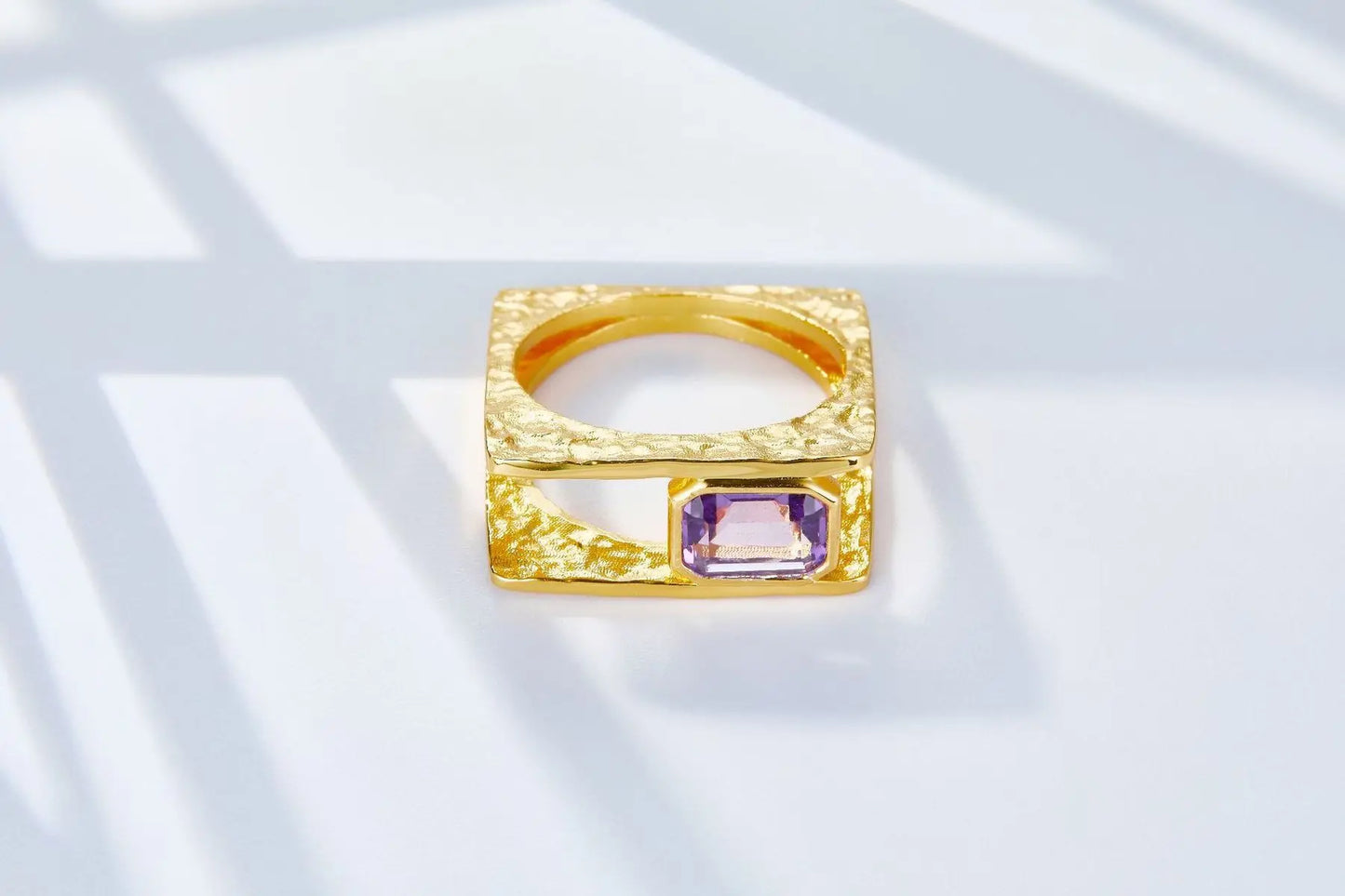 925 Silver Gold Plated Hollow Duet Statement Rings