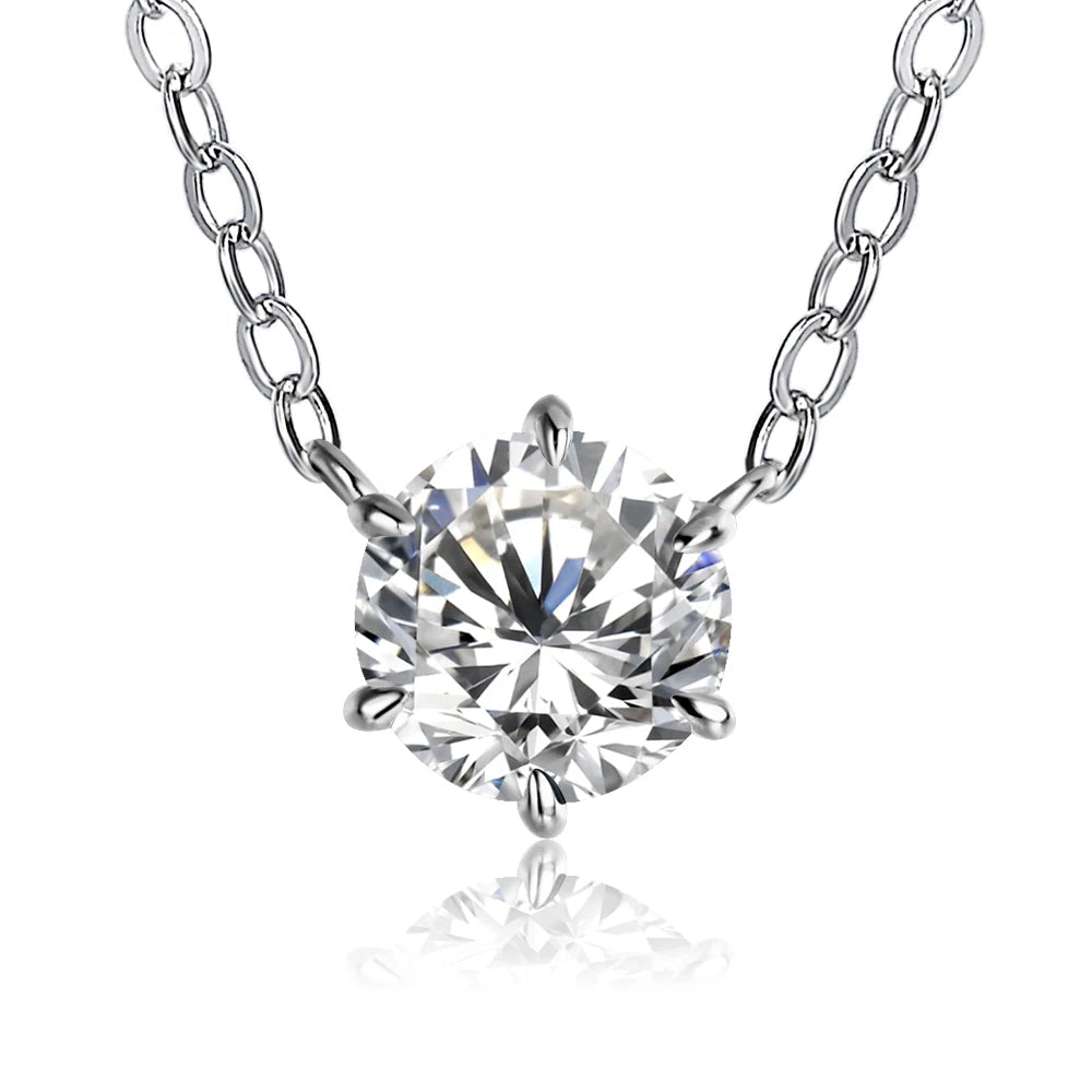 925 Silver Pendant Round Cut Necklace