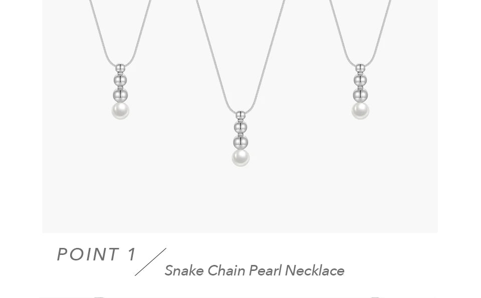 Snake Chain Pendant Pearl Necklace18K Plated