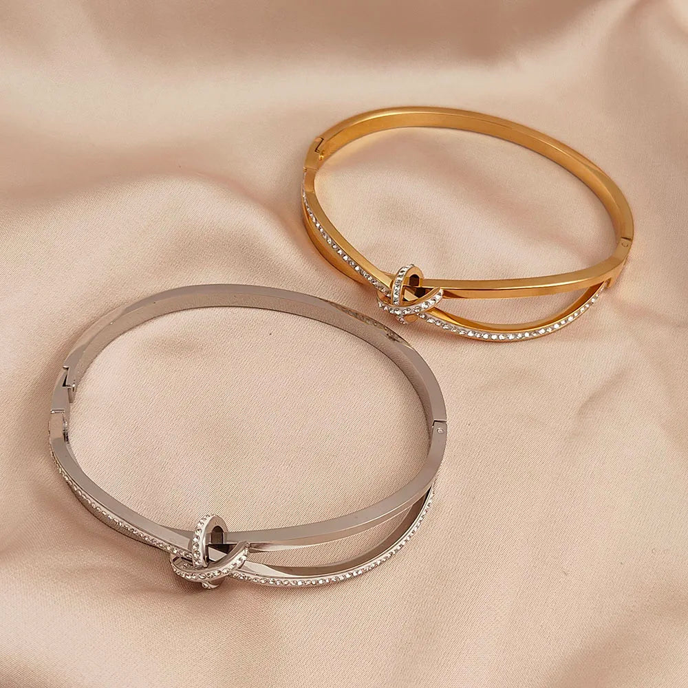 Zircon Gold Plated Stainless Steel Bracelet