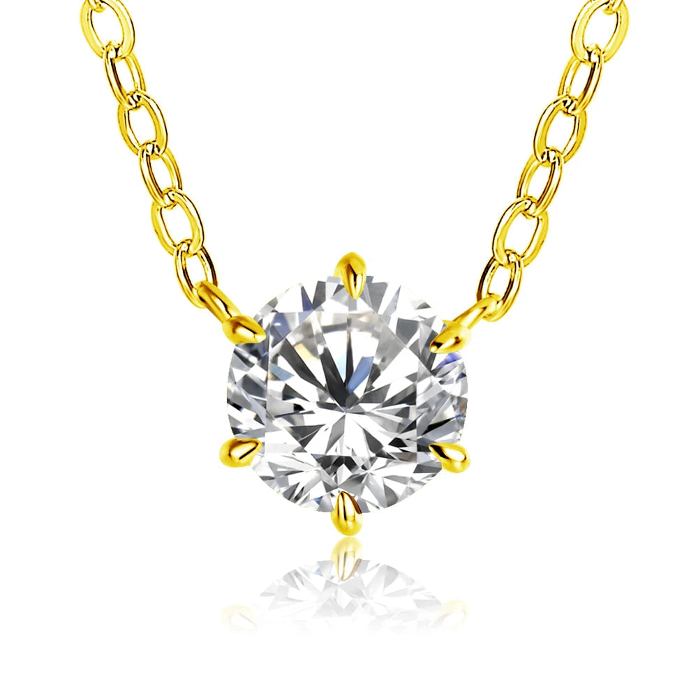 925 Silver Pendant Round Cut Necklace