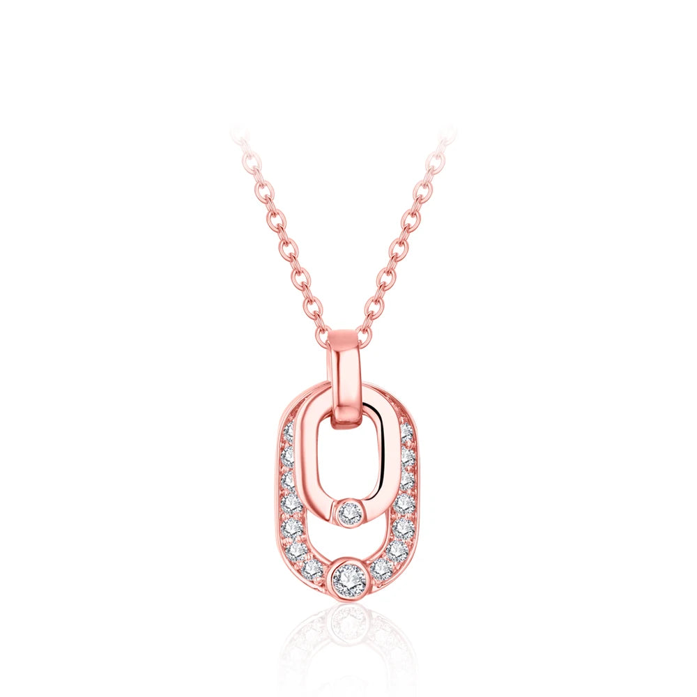 Orelia Luxury Round Cut 2.2mm Moissanite Pendant Necklace For Women 925 SIlver Sparkling Wedding Party Fine Jewelry Gift
