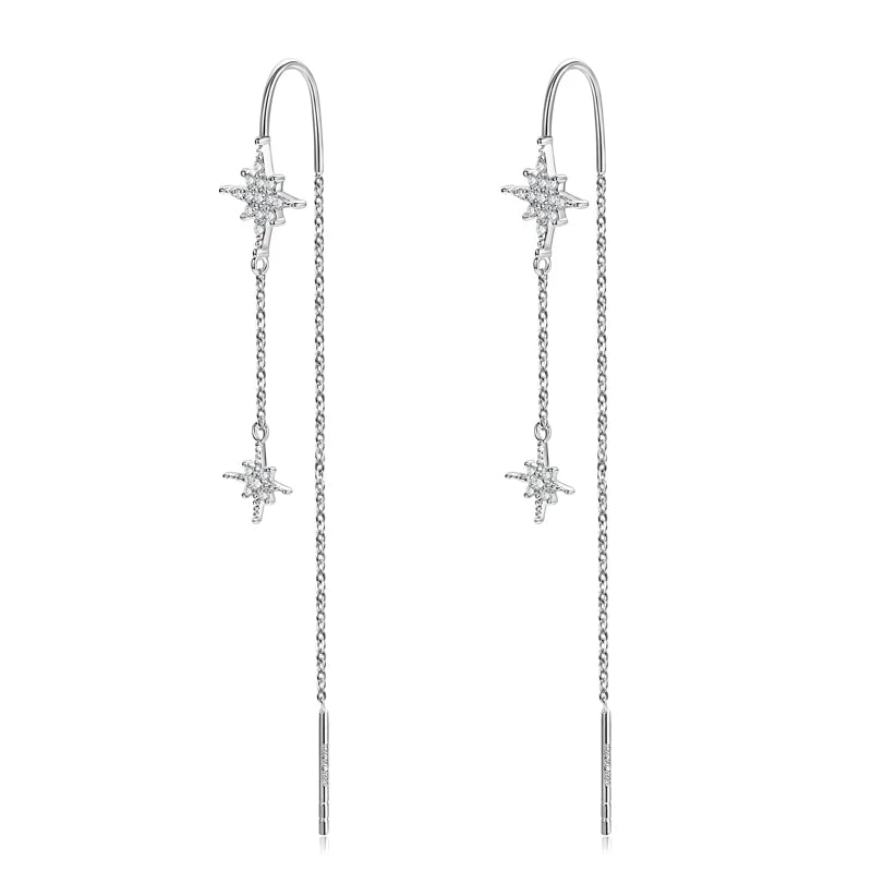 AINUOSHI Exquisite Moissanite Tassel Chain Dangle Earrings for Women 925 Sterling Silver Pierced Ear Stud Earrings Jewelry Gfit