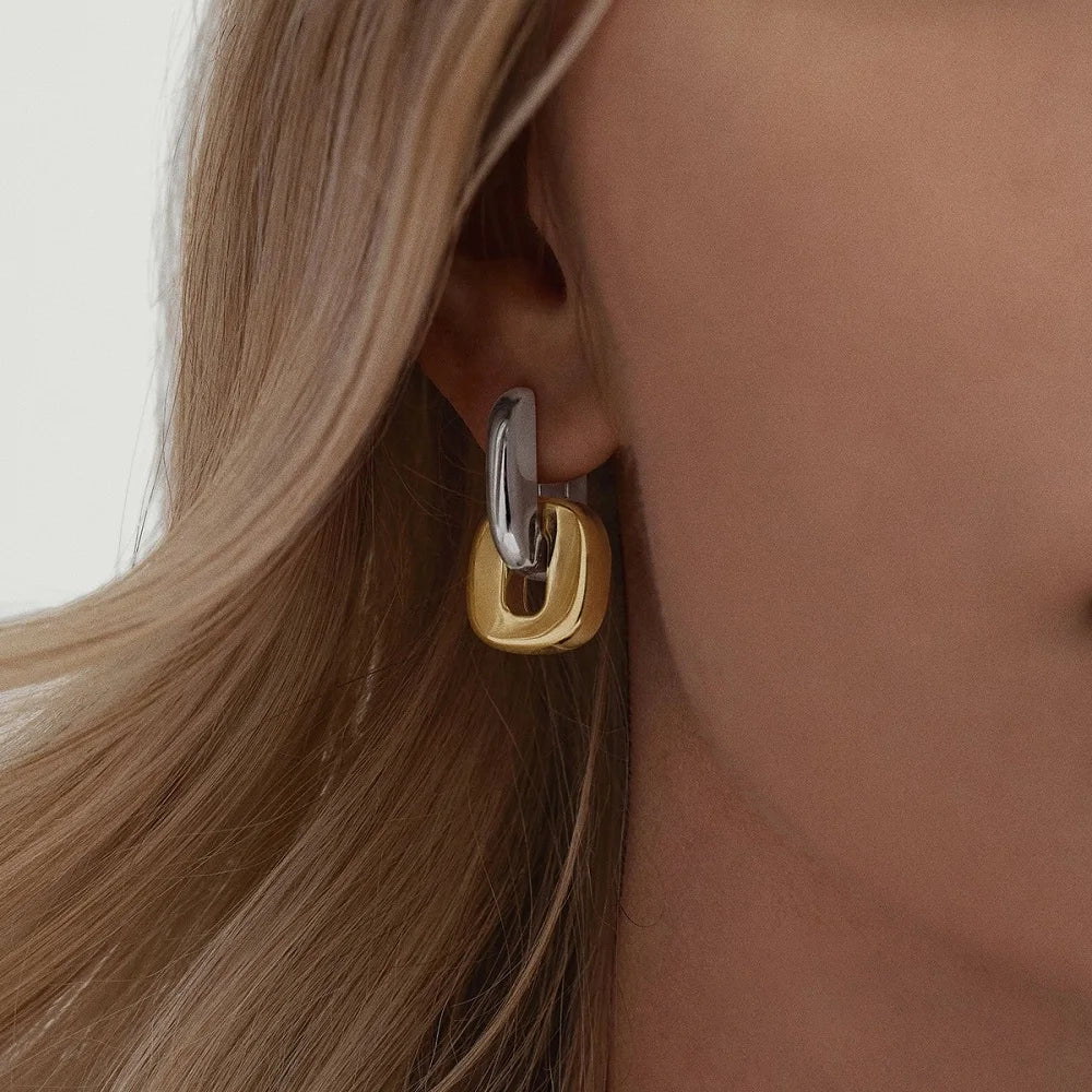 U Shape Earrings 18K Gold Plated