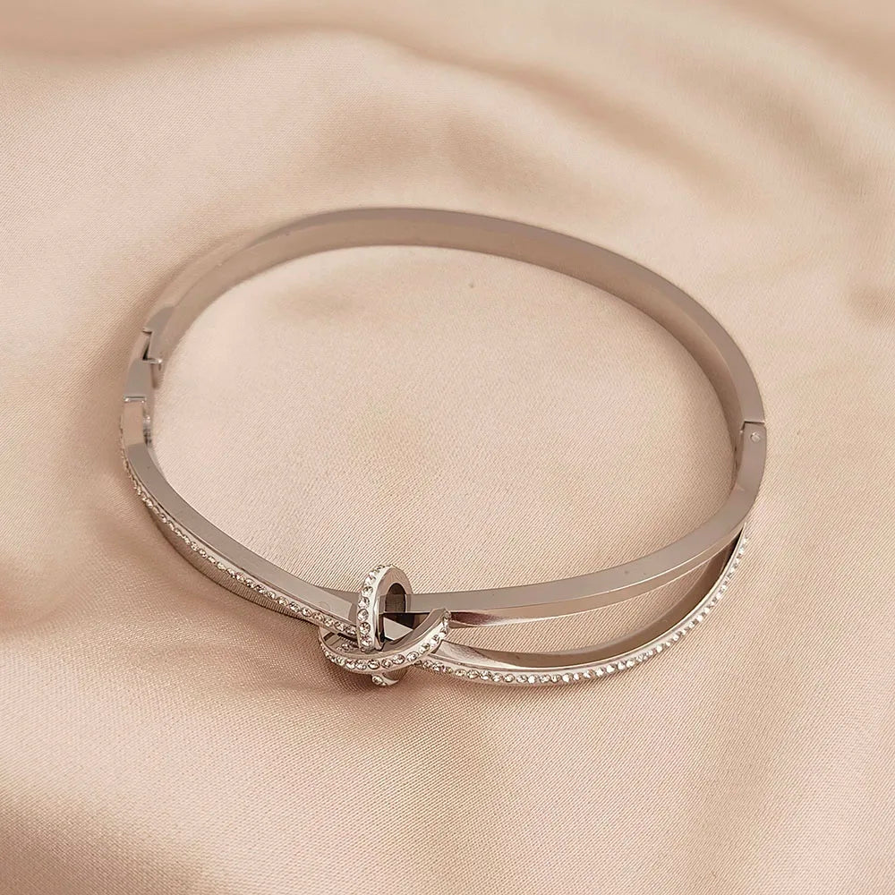 Zircon Gold Plated Stainless Steel Bracelet