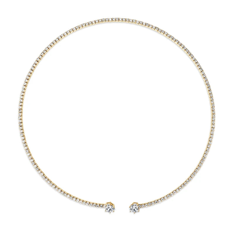 D1.60CT Heart Cut Moissanite Collar Open Tennis Necklace 925 Sterling Silver Choker for Women Fine Jewelry GRA Certificate
