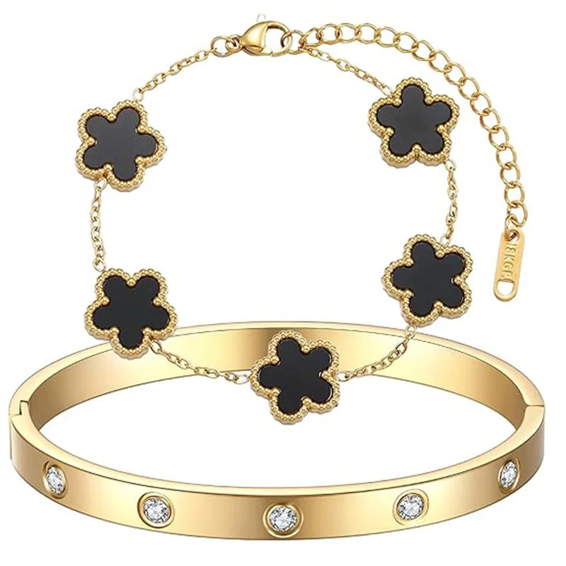 Gold Plated Bracelet Love bangle Set