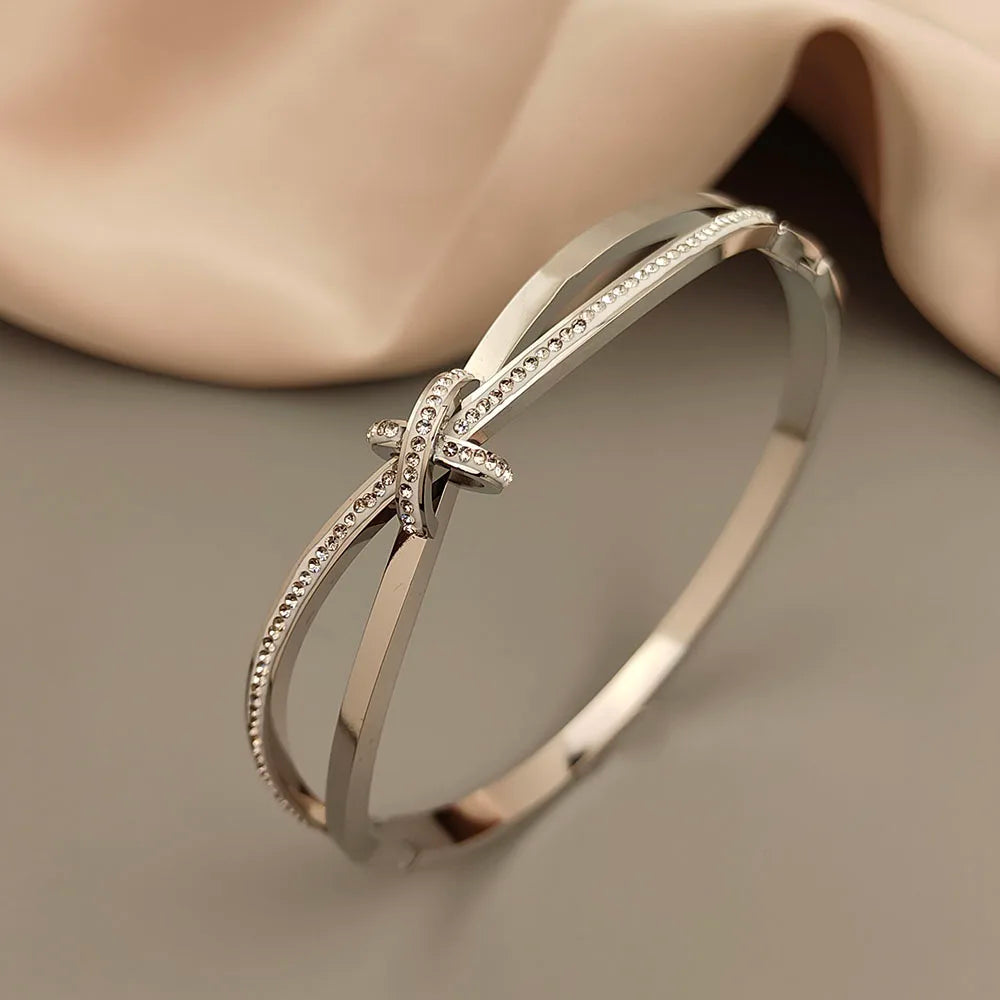Zircon Gold Plated Stainless Steel Bracelet