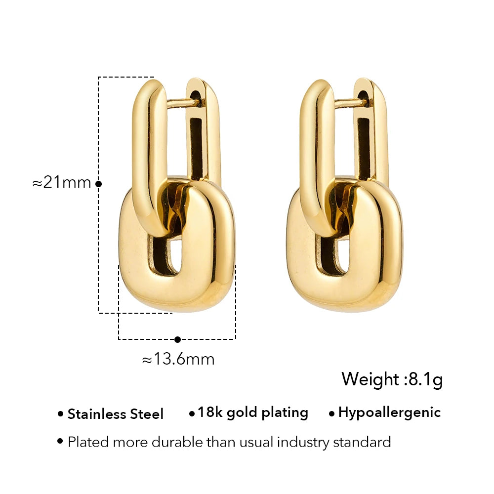 U Shape Earrings 18K Gold Plated