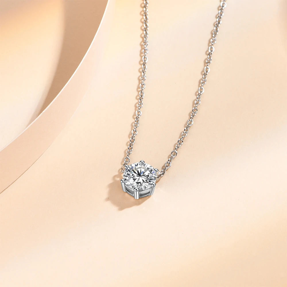 925 Silver Pendant Round Cut Necklace