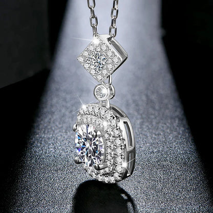 925 Sterling Silver 1ct 6.5mm D Moissanite Necklace