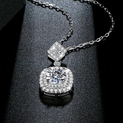 925 Sterling Silver 1ct 6.5mm D Moissanite Necklace