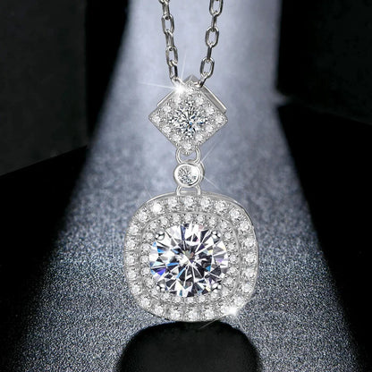 925 Sterling Silver 1ct 6.5mm D Moissanite Necklace