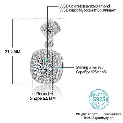 925 Sterling Silver 1ct 6.5mm D Moissanite Necklace