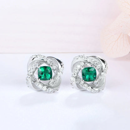 S925 Sterling Silver Lab Grown Emerald Gemstone Jewelry Set