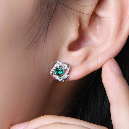 S925 Sterling Silver Lab Grown Emerald Gemstone Jewelry Set