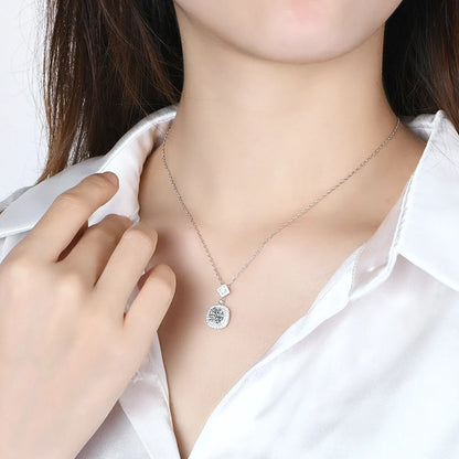 925 Sterling Silver 1ct 6.5mm D Moissanite Necklace