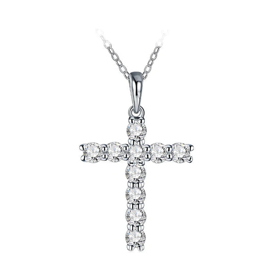 925 Silver Handmade Cross Pendant Moissanite Solid Sterling Necklace