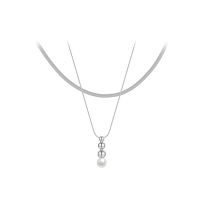 Snake Chain Pendant Pearl Necklace18K Plated