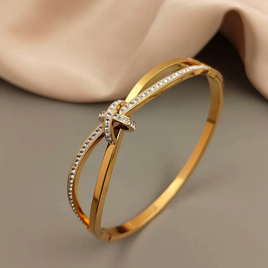 Zircon Gold Plated Stainless Steel Bracelet