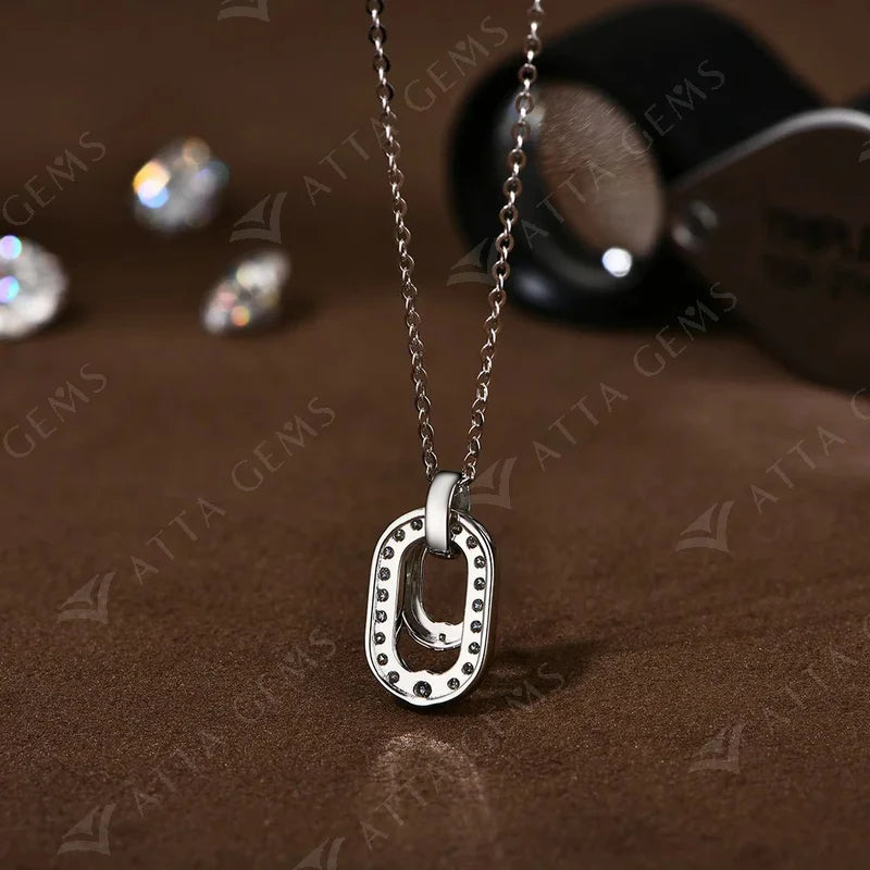 Orelia Luxury Round Cut 2.2mm Moissanite Pendant Necklace For Women 925 SIlver Sparkling Wedding Party  Fine Jewelry Gift