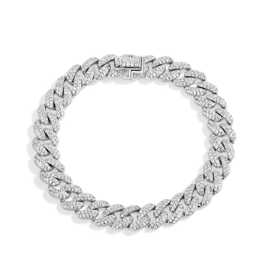ORELIA DVVS1 Full Moissanite Cuba Chain for Man Women 925 Sterling Silver 18k Gold Plated Hip Hop Tennis Bracelet Fine Jewelry