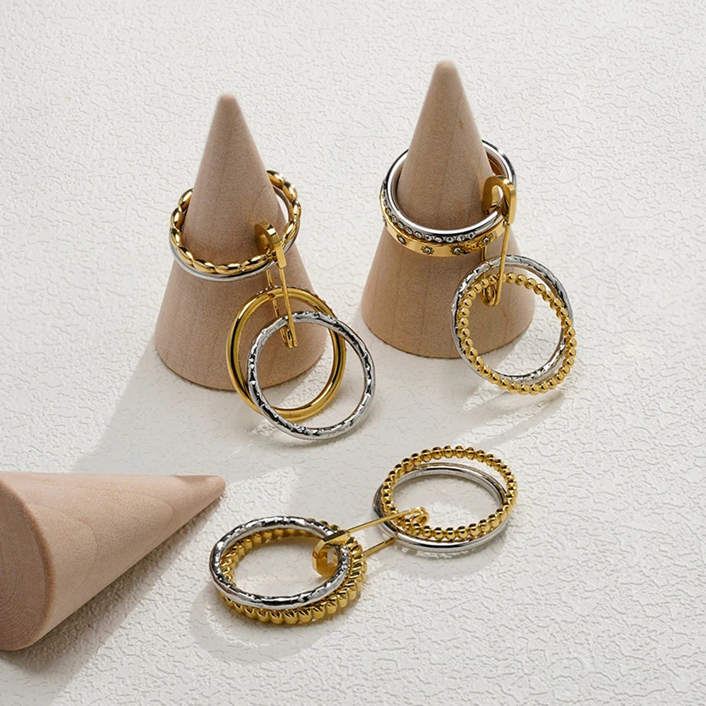 Zircon Pin 18K Plated Gold Ring