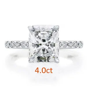 orelia Moissanite Solitaire Engagement Rings 2/3/4ct Radiant Cut D Color Solid 925 Sterling Silver Women Wedding Jewelry Gifts