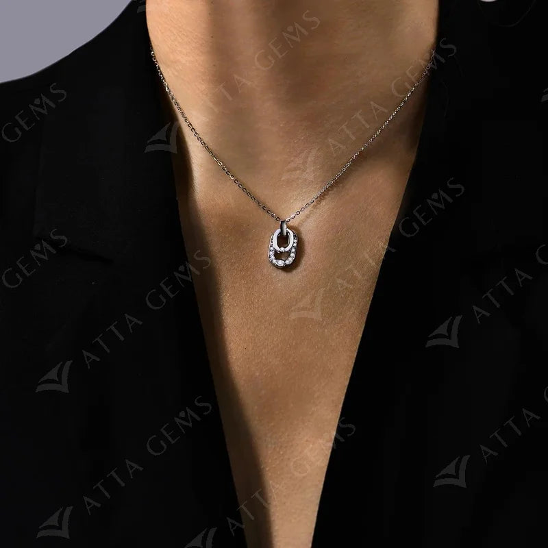 Orelia Luxury Round Cut 2.2mm Moissanite Pendant Necklace For Women 925 SIlver Sparkling Wedding Party  Fine Jewelry Gift