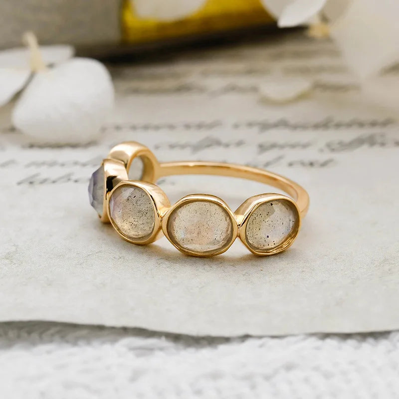 Vintage Irregularity Natural Labradorite Ring