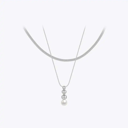 Snake Chain Pendant Pearl Necklace18K Plated