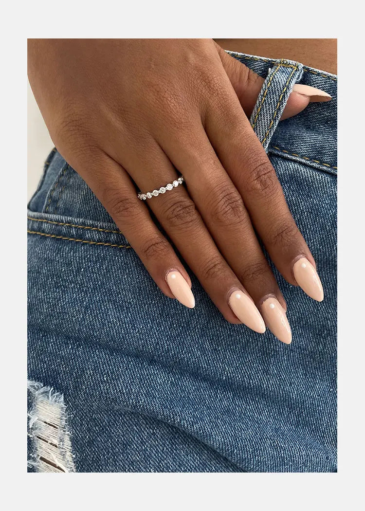 ORELIA Moissanite Wedding Band Round Brilliant 14K 18K 9K  Ring Dainty Sweet VVS 1 Clarity D Engagement Rings Jewelry