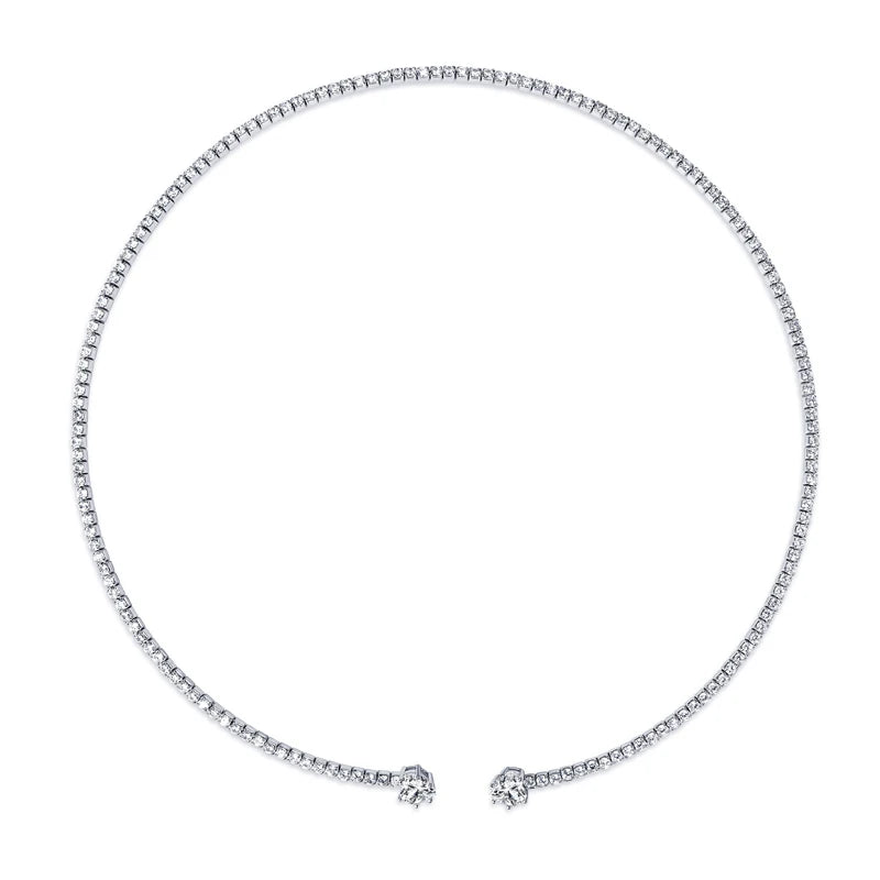 D1.60CT Heart Cut Moissanite Collar Open Tennis Necklace 925 Sterling Silver Choker for Women Fine Jewelry GRA Certificate