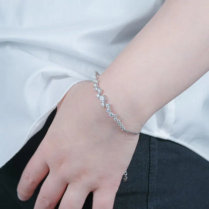 Moissanite Bracelet With Certificate 925 Sterling Silver Adjustable Double Chain Bracelets for Women Wedding Jewelry Gift