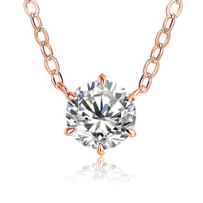 925 Silver Pendant Round Cut Necklace